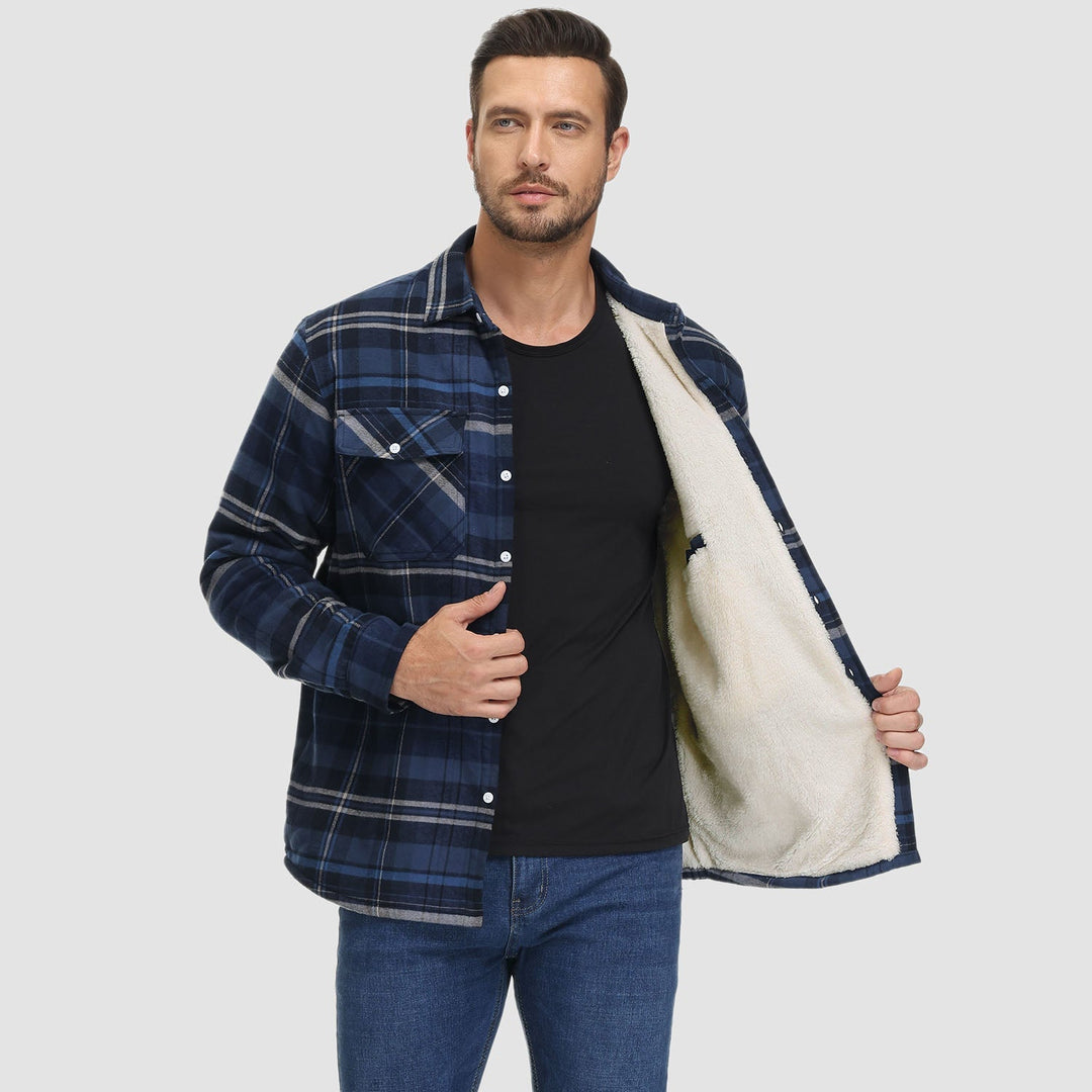 KLAUS - Lined plaid shirt jacket