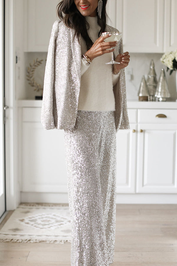 Susan - Sequin Lapel Party Loose Set
