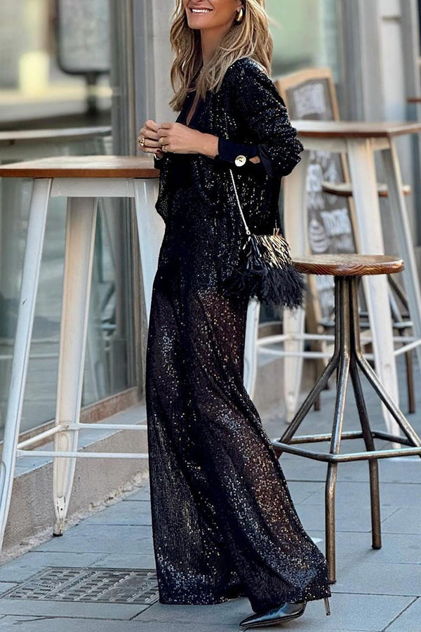 Susan - Sequin Lapel Party Loose Set