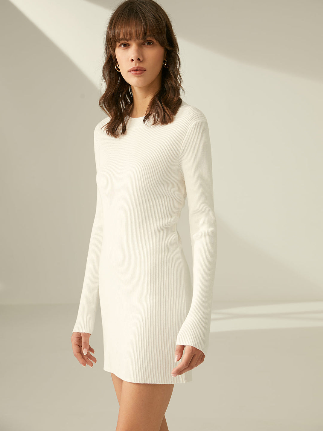 BIANCA - Ribbed Crewneck Sweater Dress