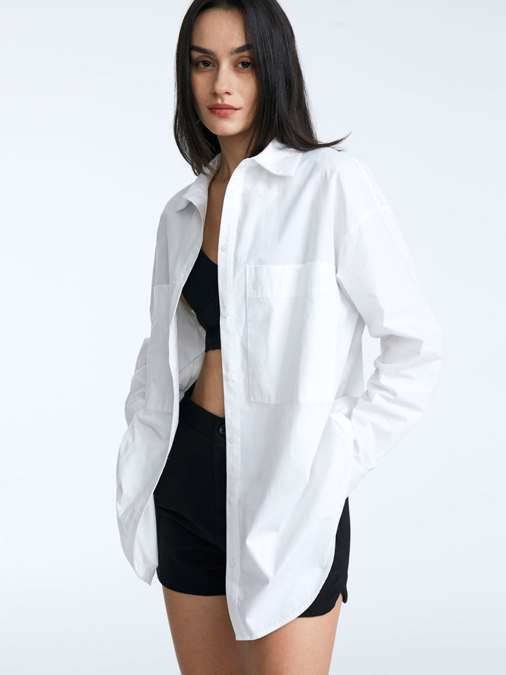 Delia - Oversized Button Up Solid Colored Dress Shirt