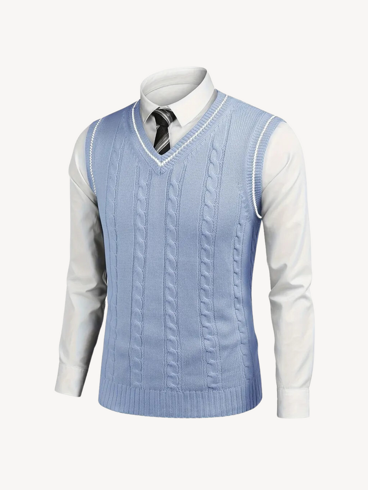 EUSTACHE - GILET EN MAILLE TORSADÉE