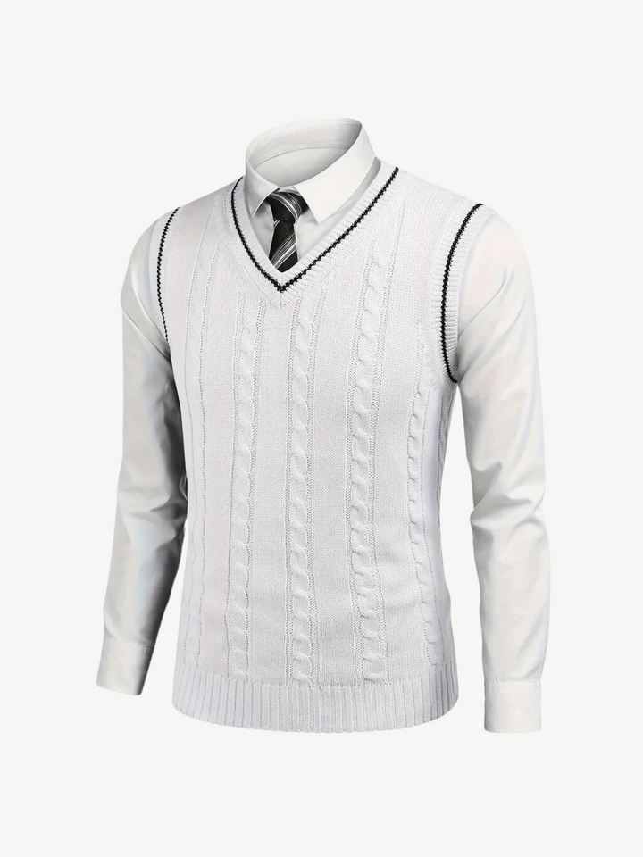 EUSTACHE - GILET EN MAILLE TORSADÉE