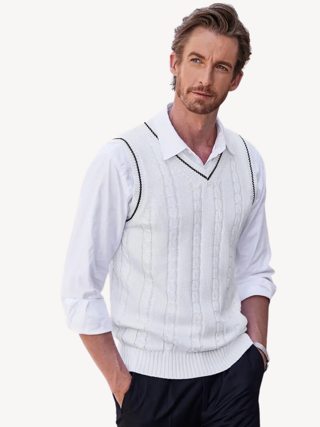 EUSTACHE - GILET EN MAILLE TORSADÉE