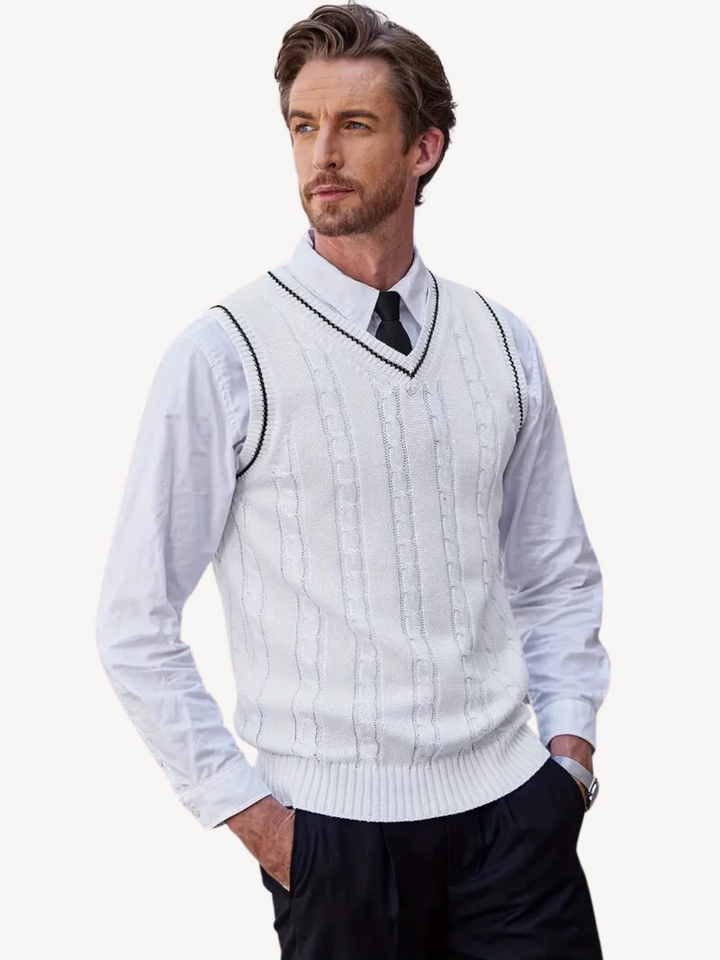 EUSTACHE - GILET EN MAILLE TORSADÉE