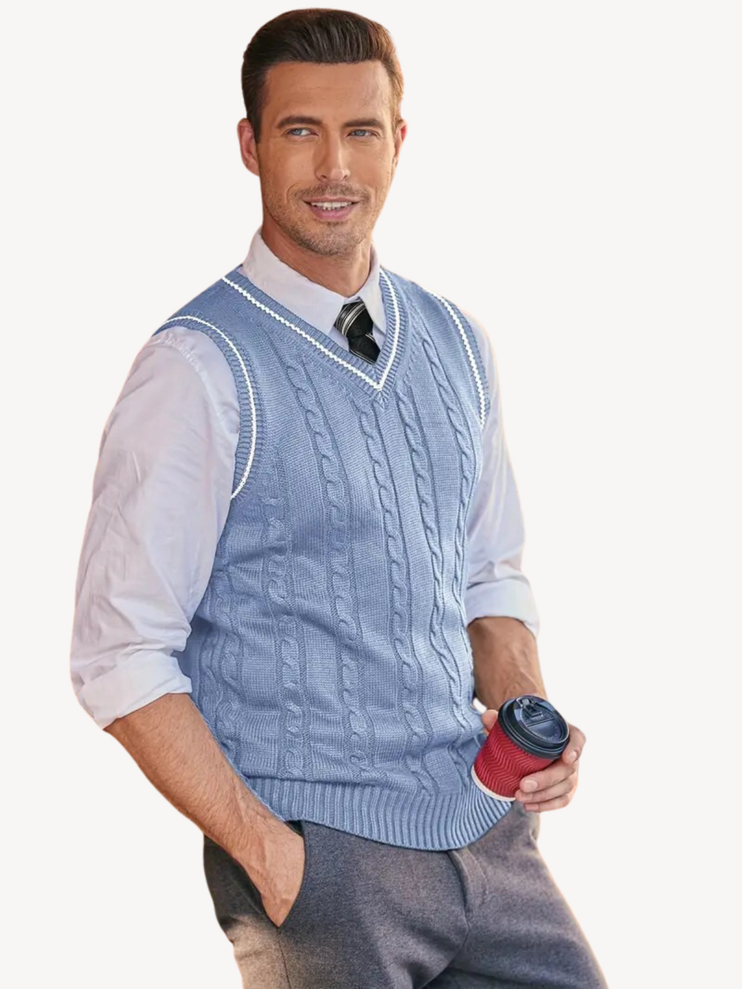 EUSTACHE - GILET EN MAILLE TORSADÉE