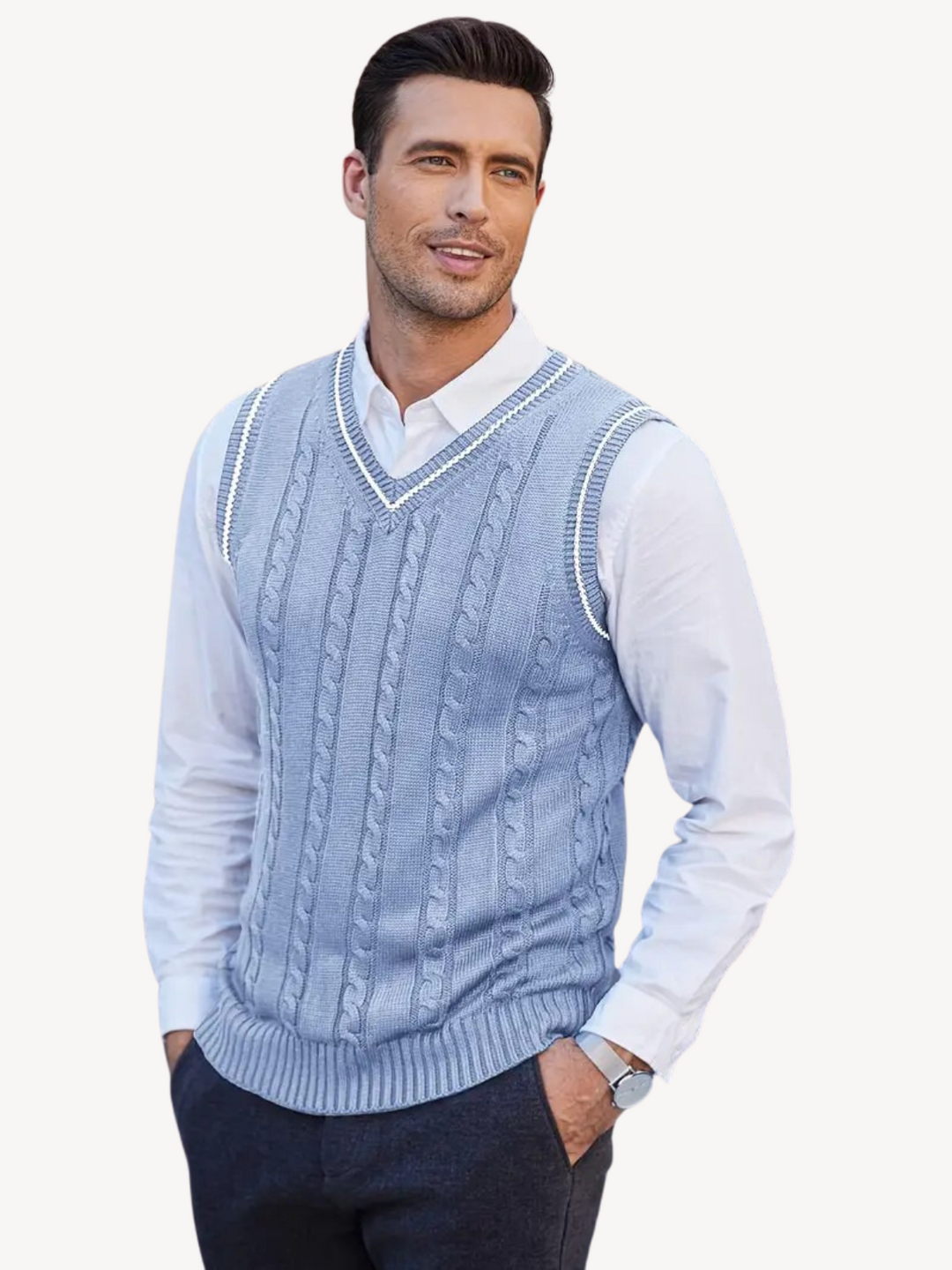 EUSTACHE - GILET EN MAILLE TORSADÉE