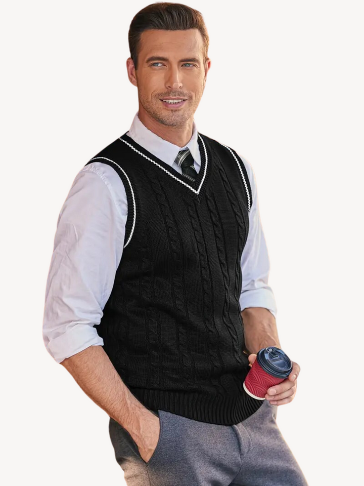 EUSTACHE - GILET EN MAILLE TORSADÉE