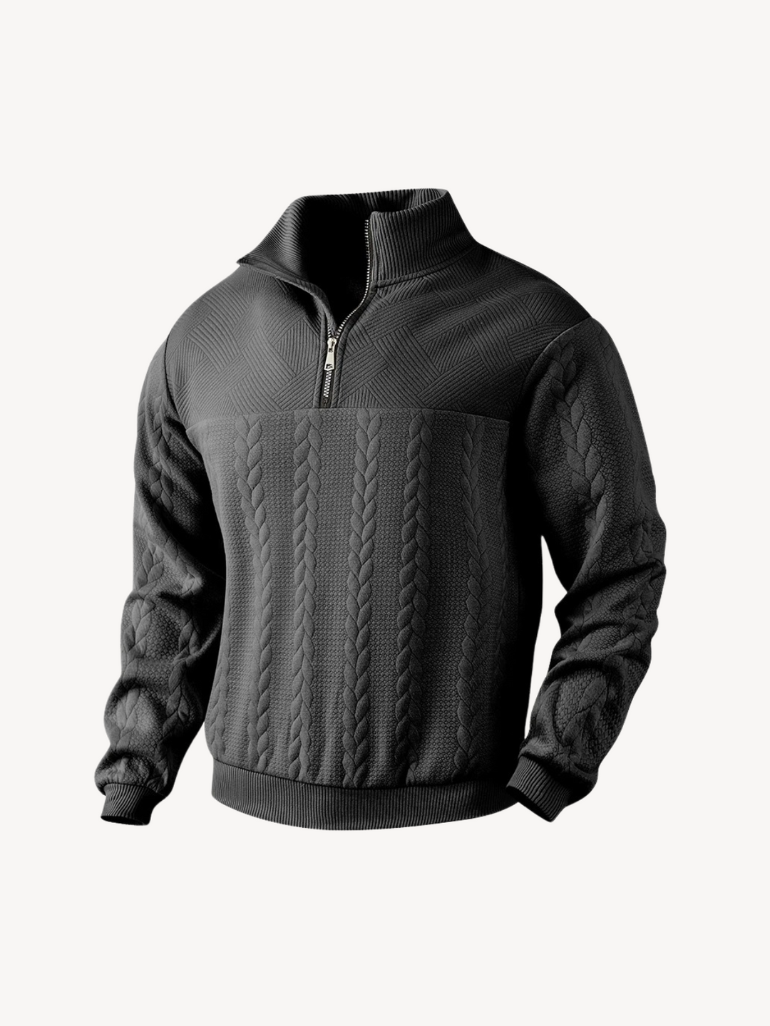 RANIER - PULL HENLEY CASUAL DEMI-ZIP