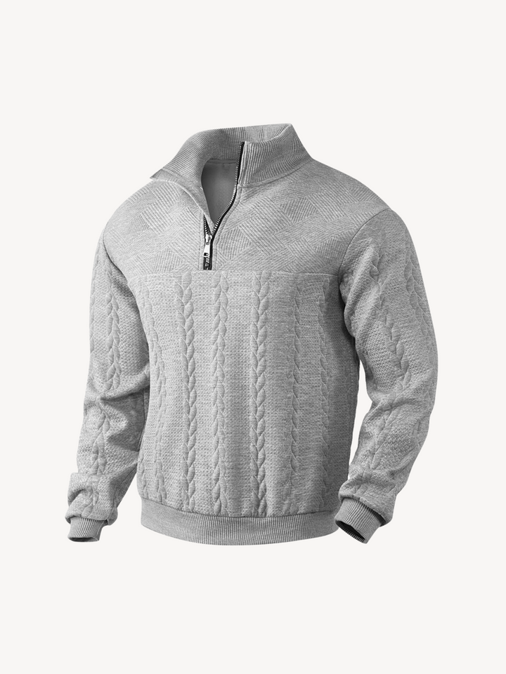 RANIER - PULL HENLEY CASUAL DEMI-ZIP