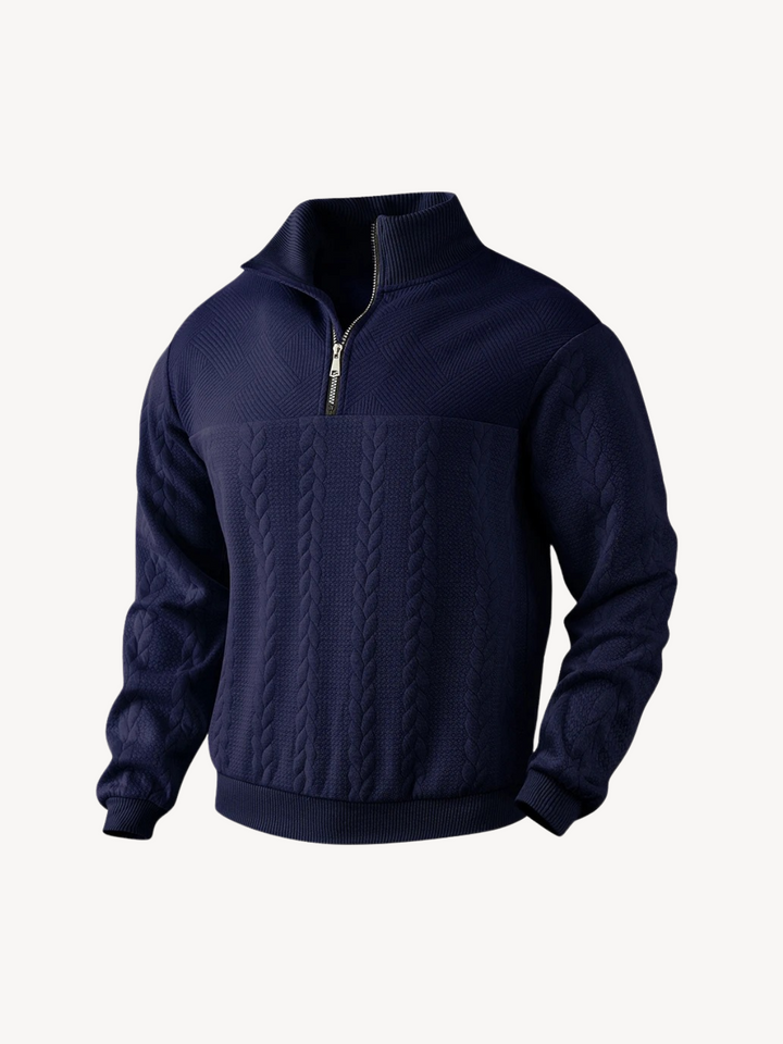 RANIER - PULL HENLEY CASUAL DEMI-ZIP