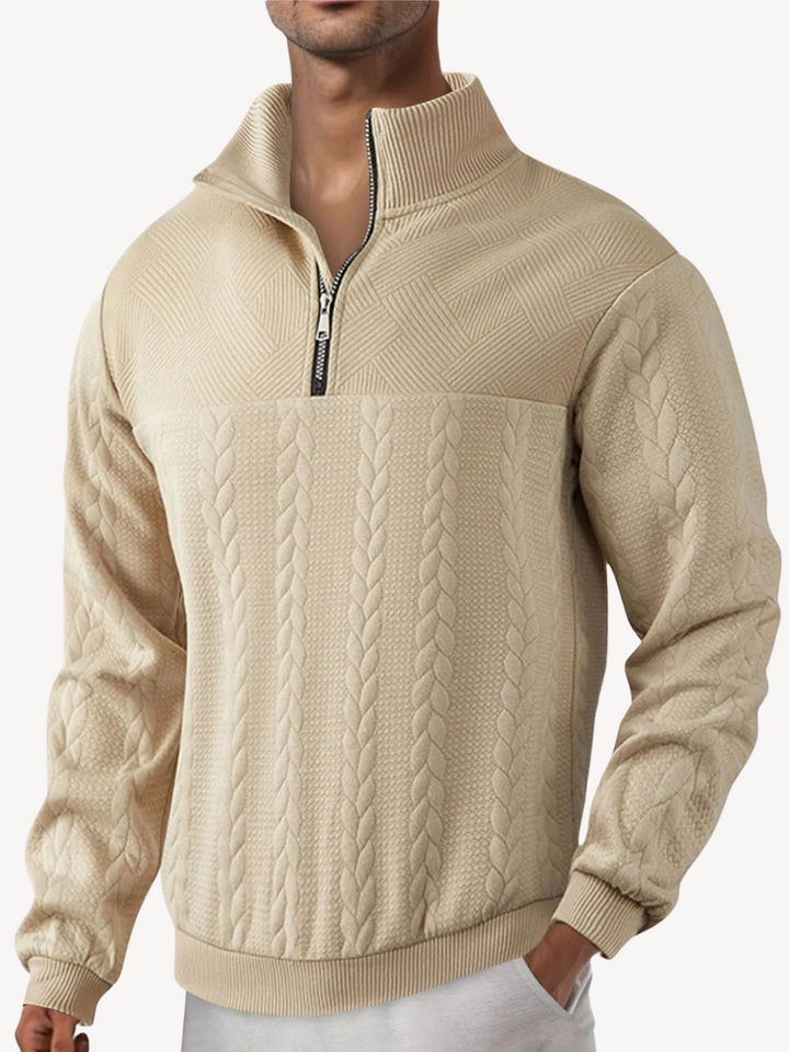RANIER - PULL HENLEY CASUAL DEMI-ZIP