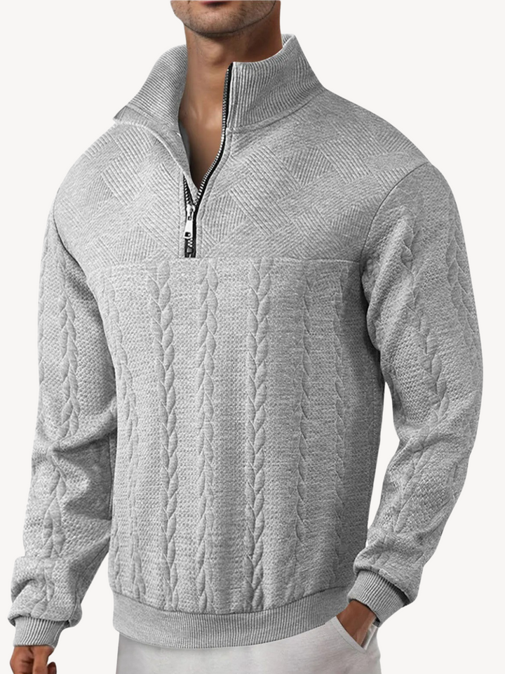 RANIER - PULL HENLEY CASUAL DEMI-ZIP