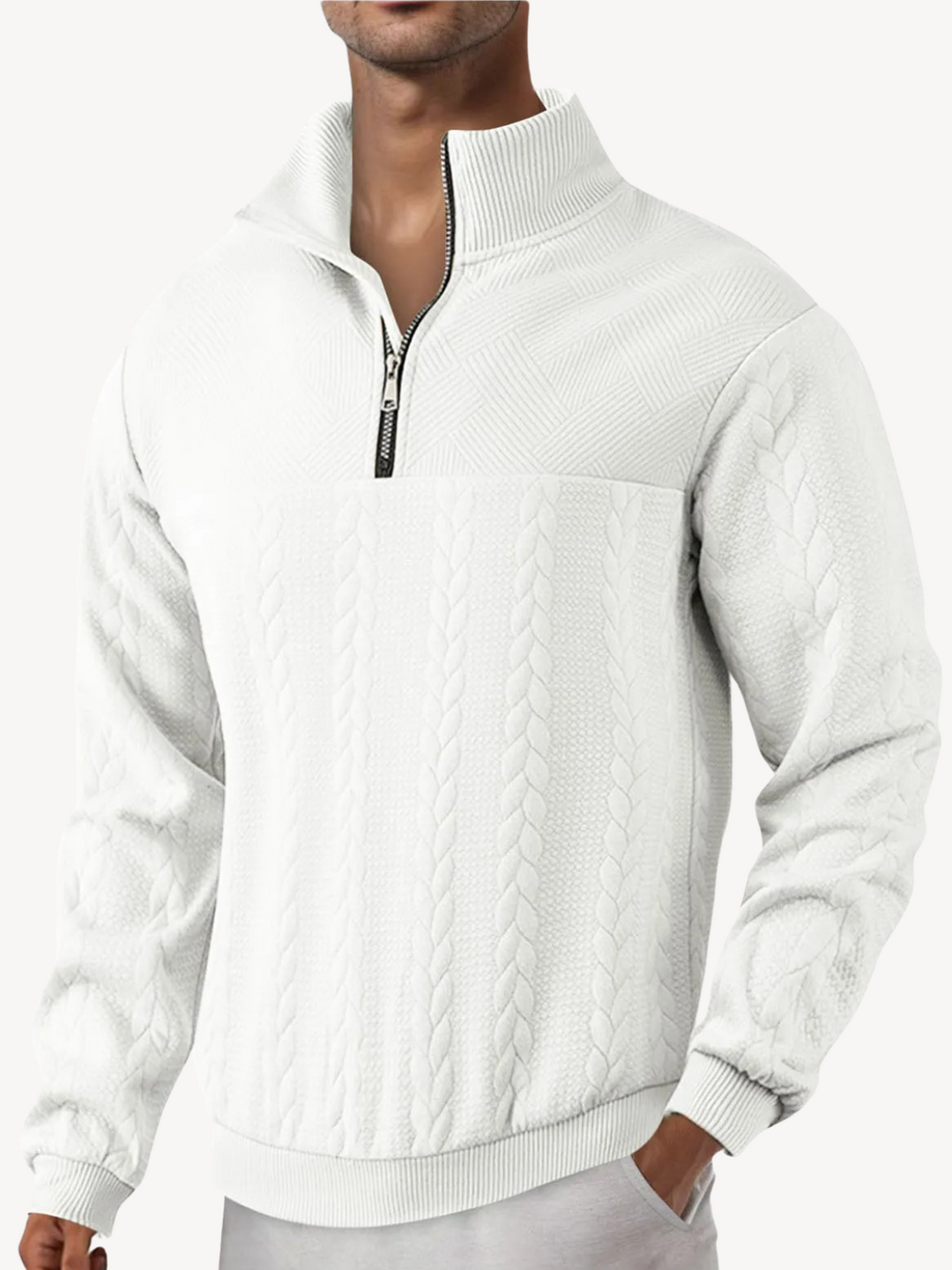 RANIER - PULL HENLEY CASUAL DEMI-ZIP