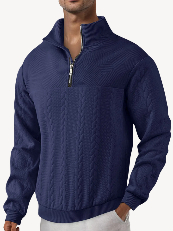 RANIER - PULL HENLEY CASUAL DEMI-ZIP