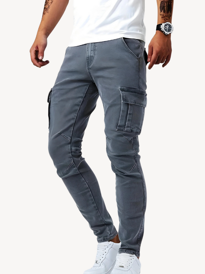 DANTON - PANTALONS CARGO EN JEAN EXTENSIBLE