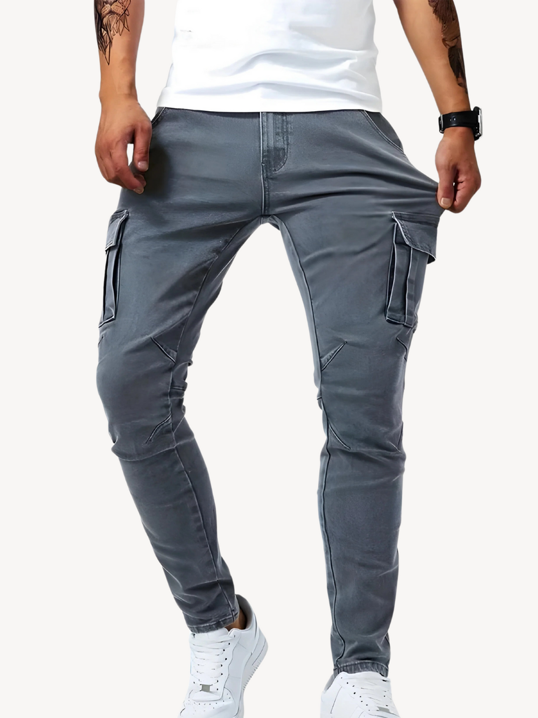 DANTON - PANTALONS CARGO EN JEAN EXTENSIBLE