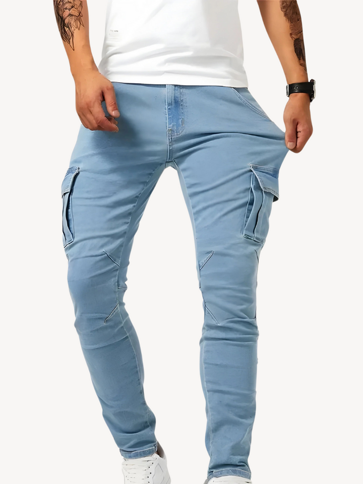 DANTON - PANTALONS CARGO EN JEAN EXTENSIBLE