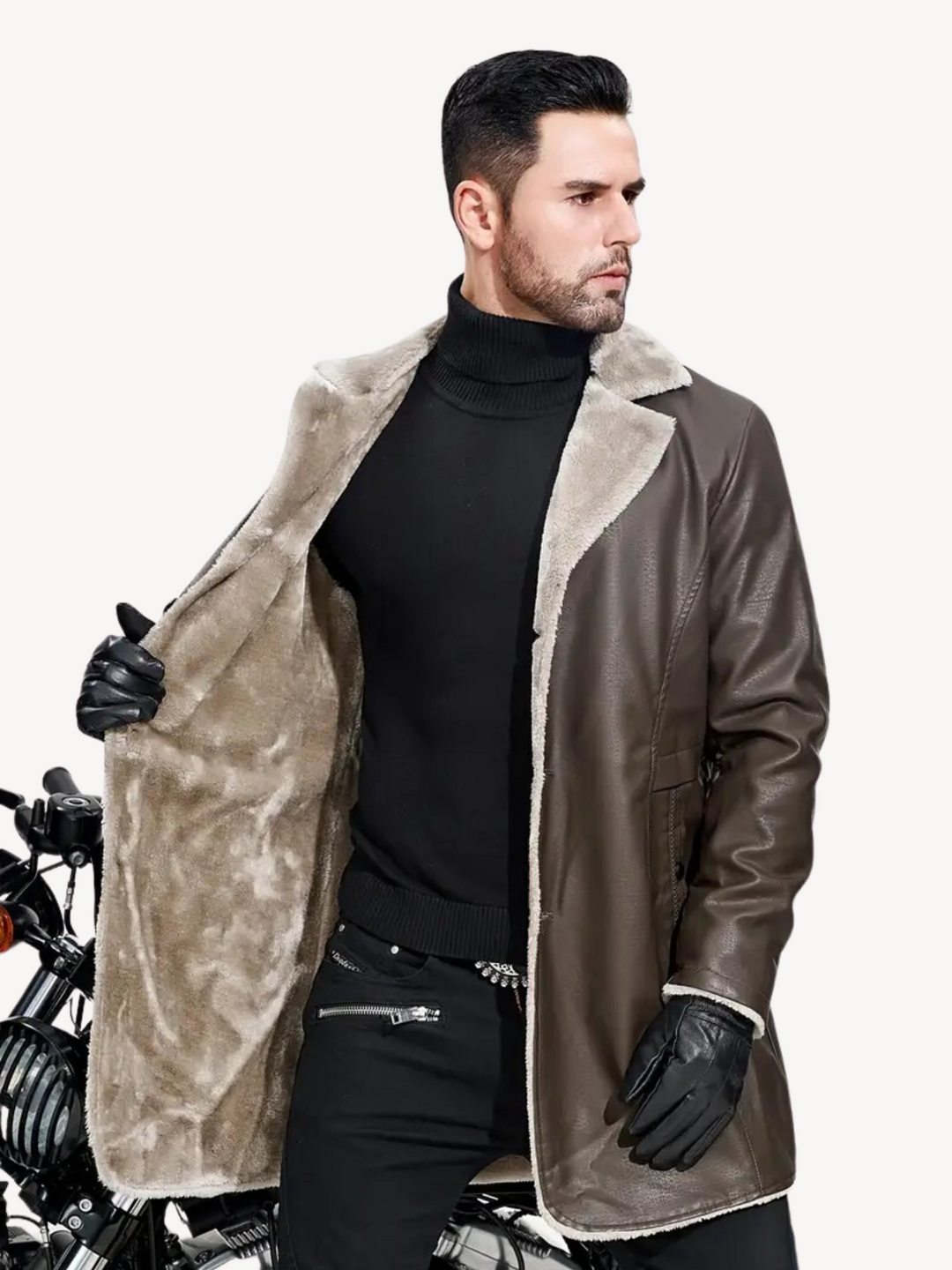 DAMIAN - VESTE EN PU AVEC DOUBLURE CHAUDE