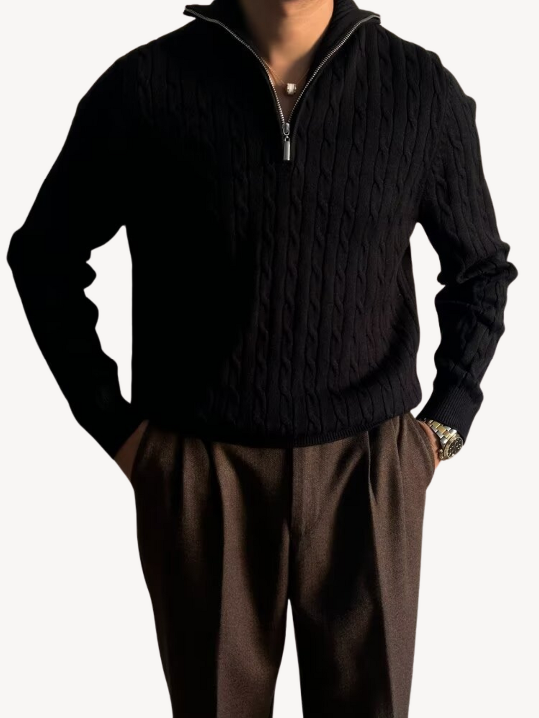 ROLAND - PULLOVER TORSADÉ DEMI-ZIP