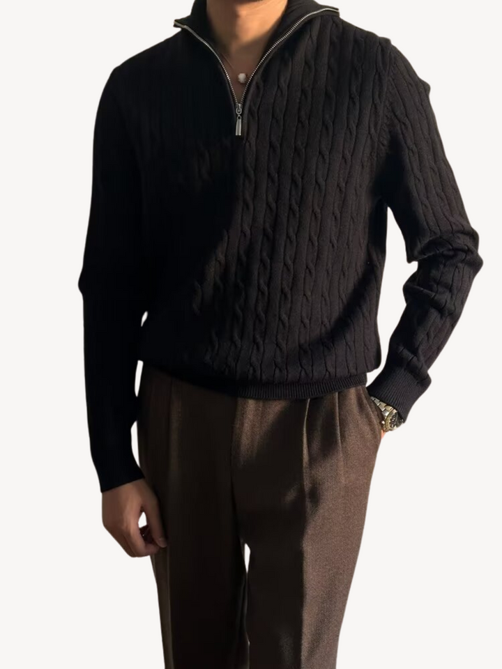 ROLAND - PULLOVER TORSADÉ DEMI-ZIP