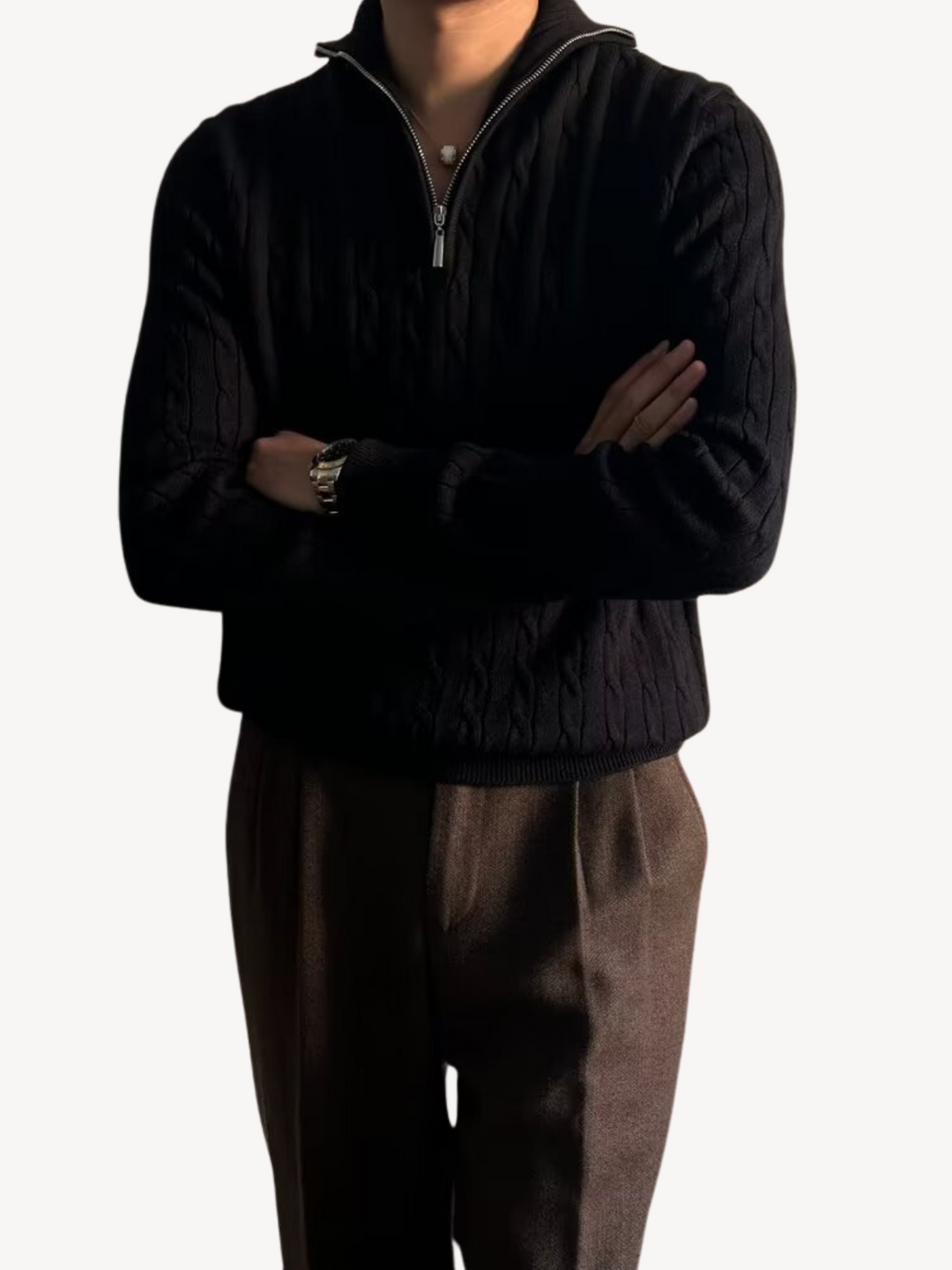 ROLAND - PULLOVER TORSADÉ DEMI-ZIP