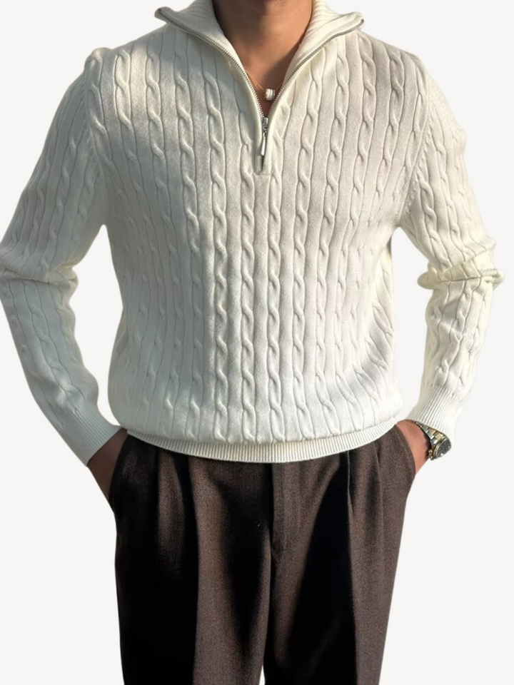 ROLAND - PULLOVER TORSADÉ DEMI-ZIP