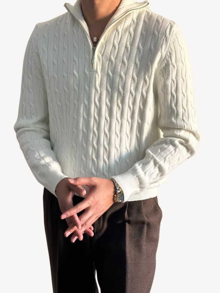 ROLAND - PULLOVER TORSADÉ DEMI-ZIP