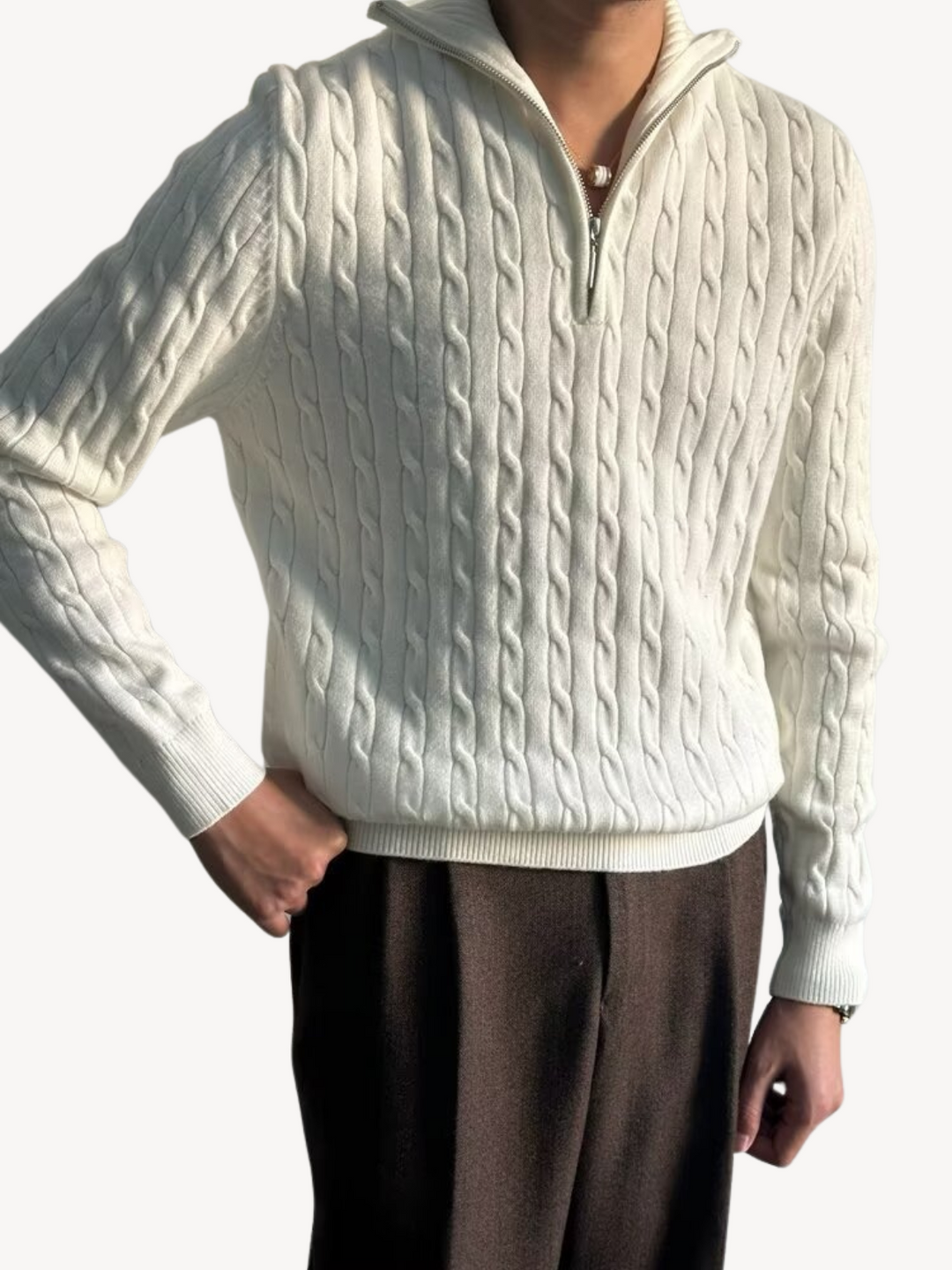 ROLAND - PULLOVER TORSADÉ DEMI-ZIP