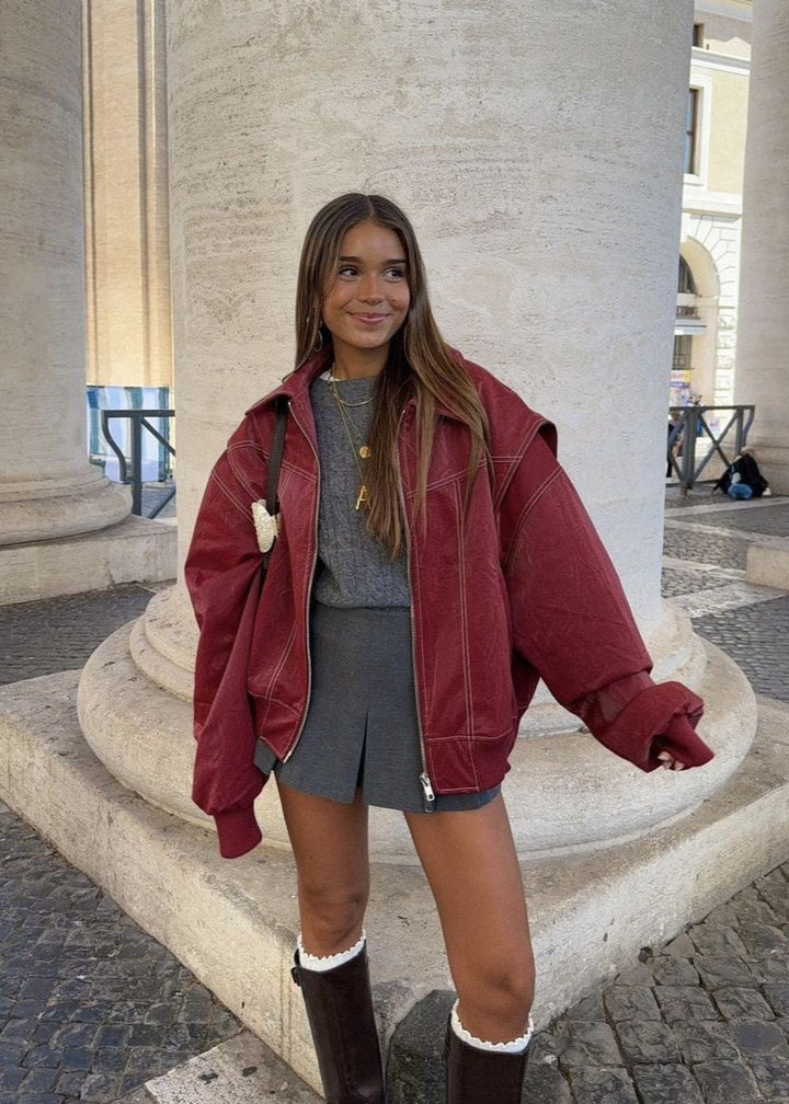 Luna - Bomber surdimensionné en cuir