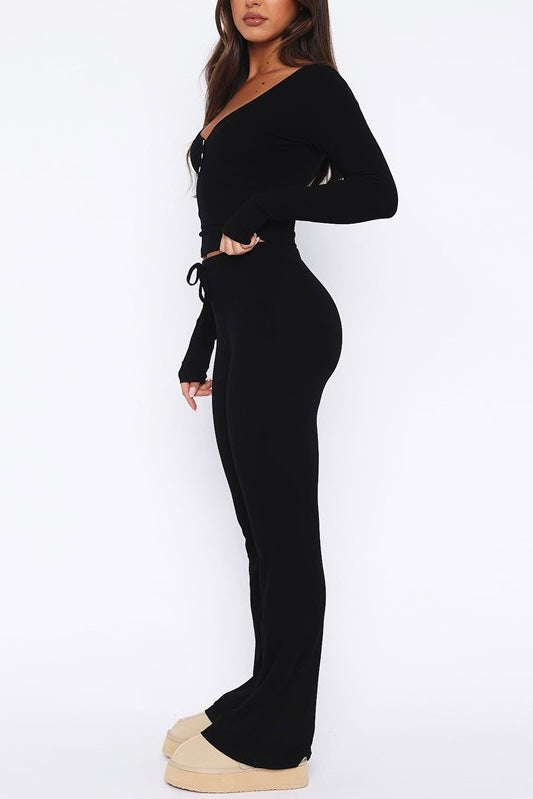 COZY - Top & Drawstring Pant Two Piece Set