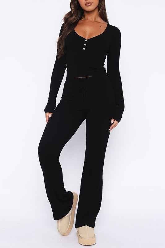 COZY - Top & Drawstring Pant Two Piece Set