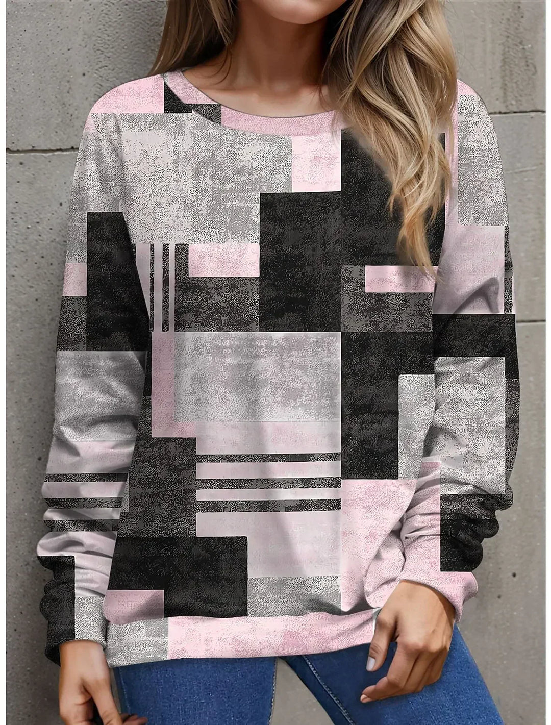 Ethla™ - Sweatshirt avec blocs de couleur dans un style vintage