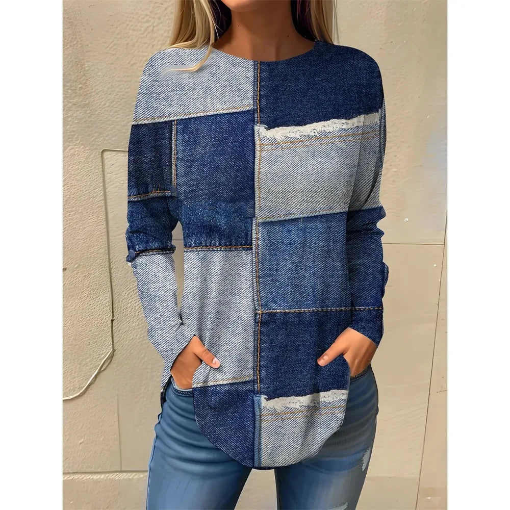 Ethla™ - Sweatshirt avec blocs de couleur dans un style vintage