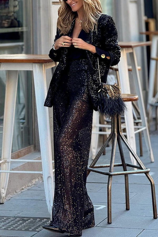 Susan - Sequin Lapel Party Loose Set