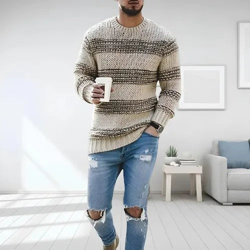 LIAM - Trendy Striped Knit Sweater