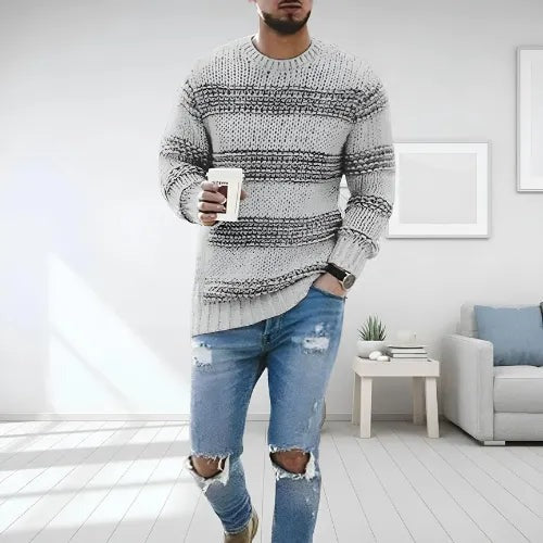 LIAM - Trendy Striped Knit Sweater