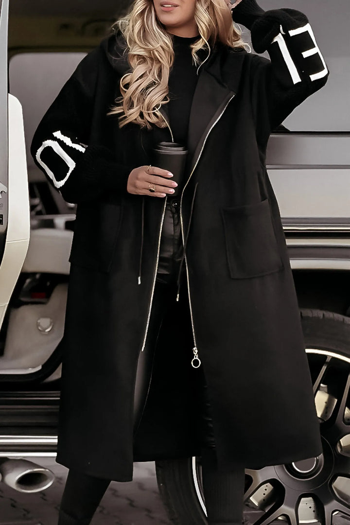 Lana | Women's Hooded Long Sleeve Knitted Sleeves Patchwork Casual Jacket