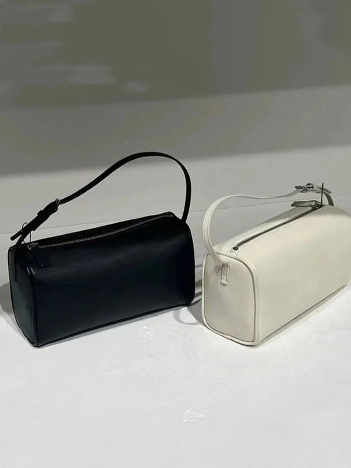Classic Faux Leather Boxy Shoulder Bag