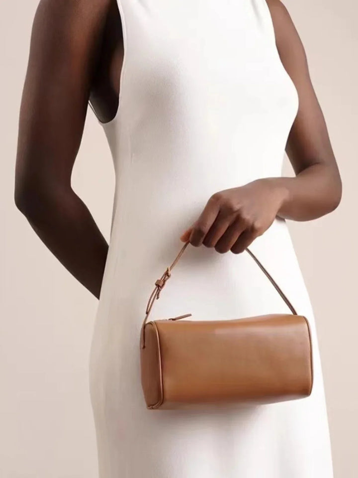 Classic Faux Leather Boxy Shoulder Bag