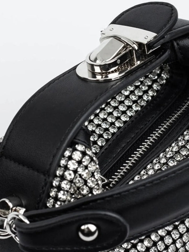 Rhinestone-Embellished Handbag with Elegant Folded Design