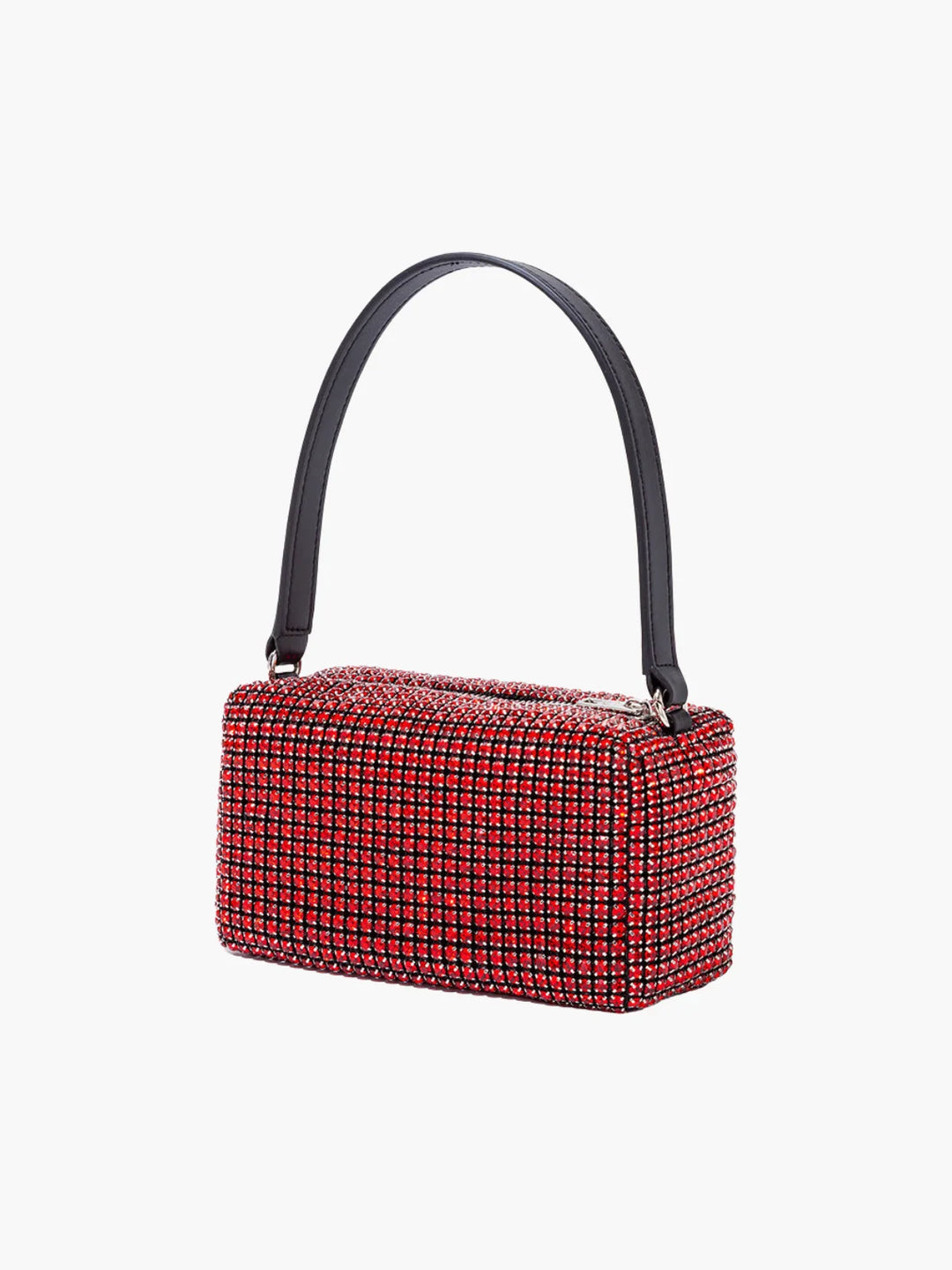 Rhinestone Mesh Evening Bag with Zipper Closure