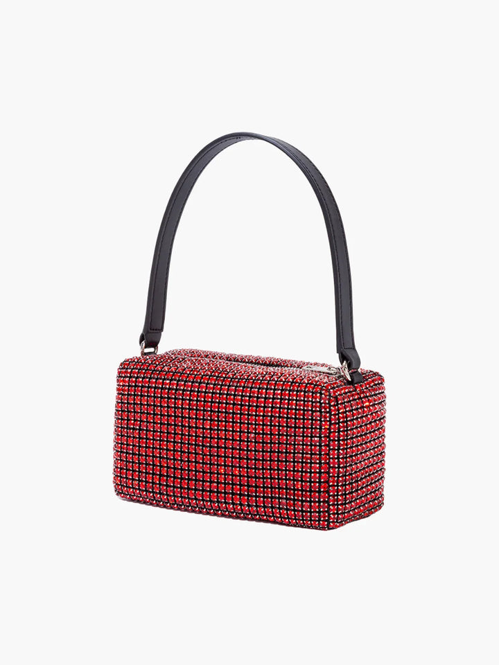 Rhinestone Mesh Evening Bag with Zipper Closure