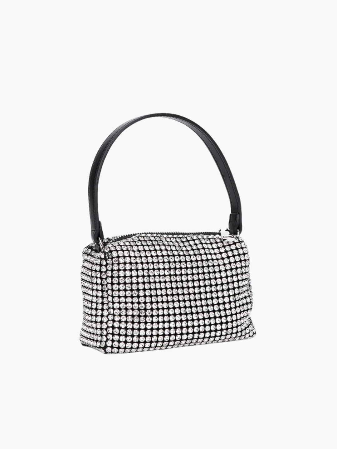 Rhinestone Mesh Evening Bag with Zipper Closure