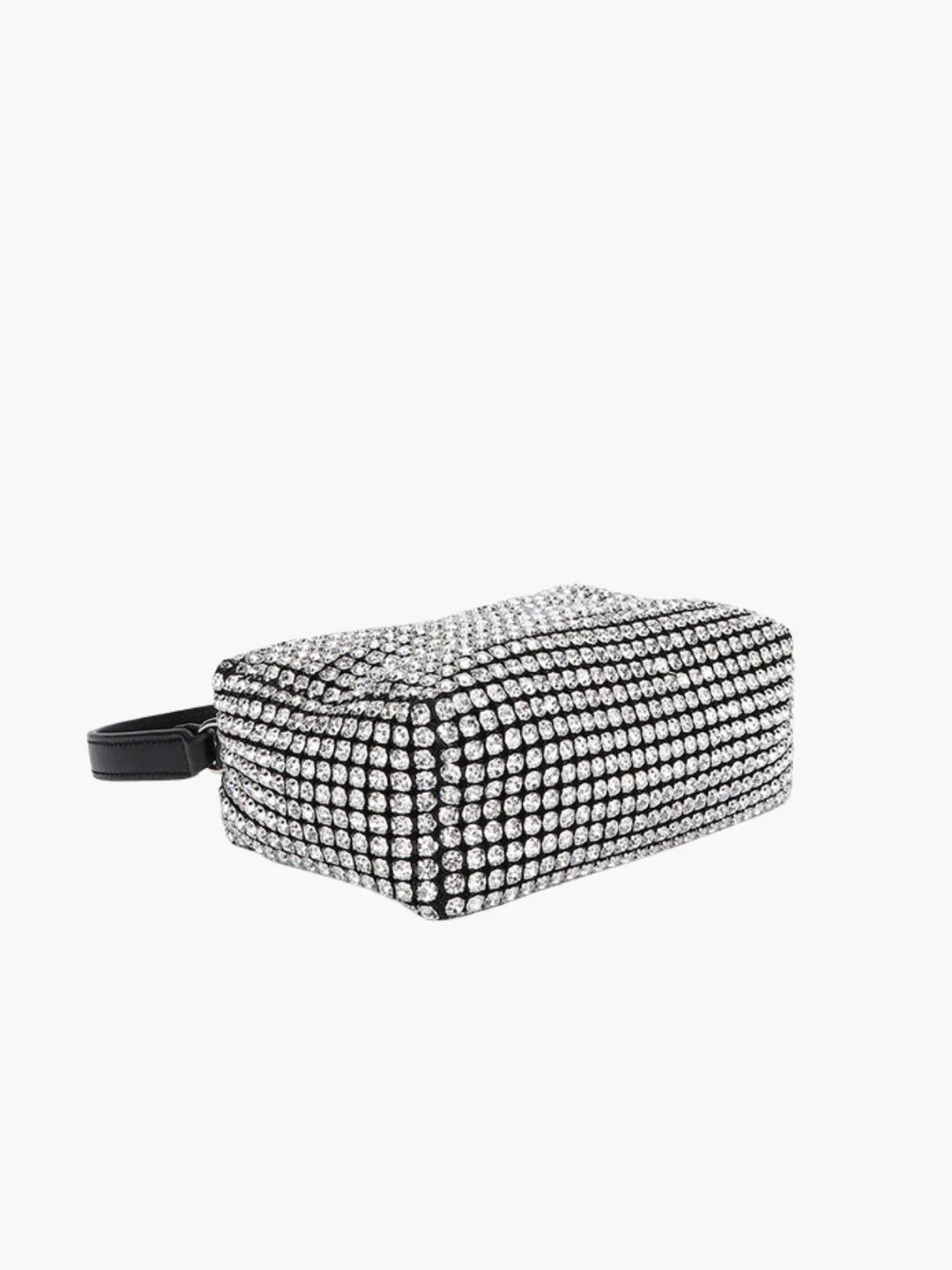 Rhinestone Mesh Evening Bag with Zipper Closure