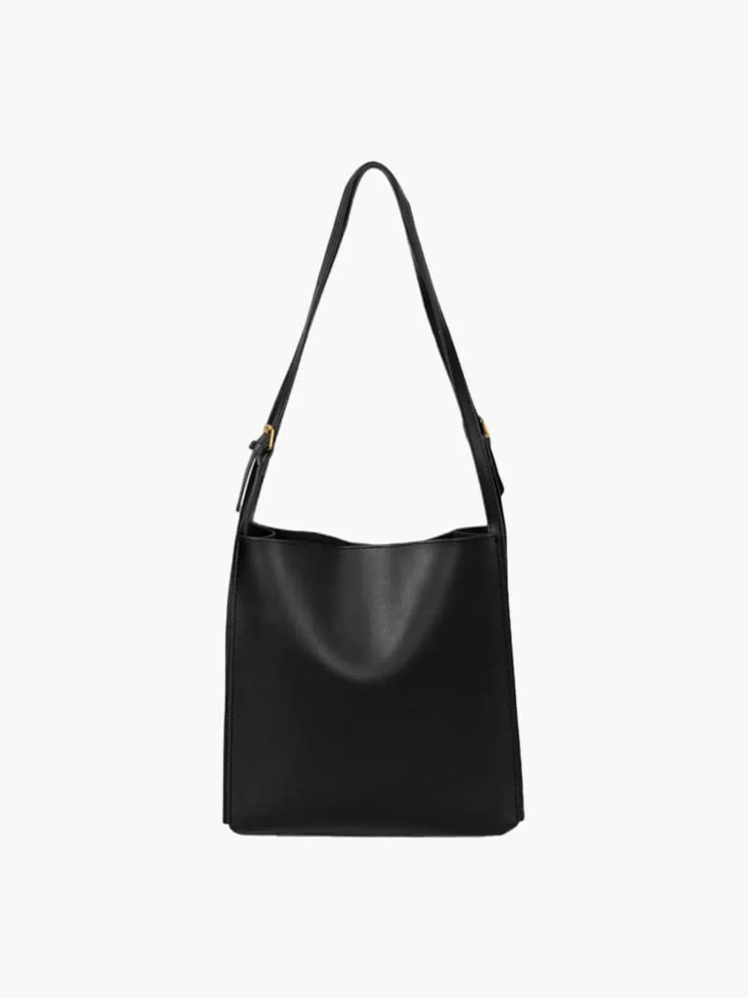 Sleek Faux Leather Bucket Shoulder Bag