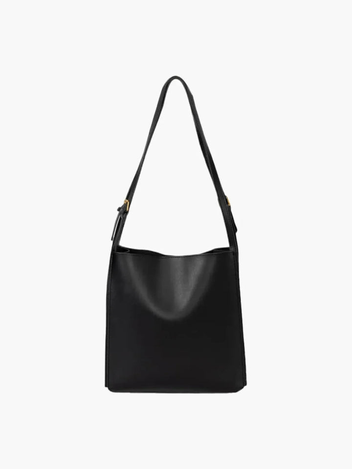 Sleek Faux Leather Bucket Shoulder Bag