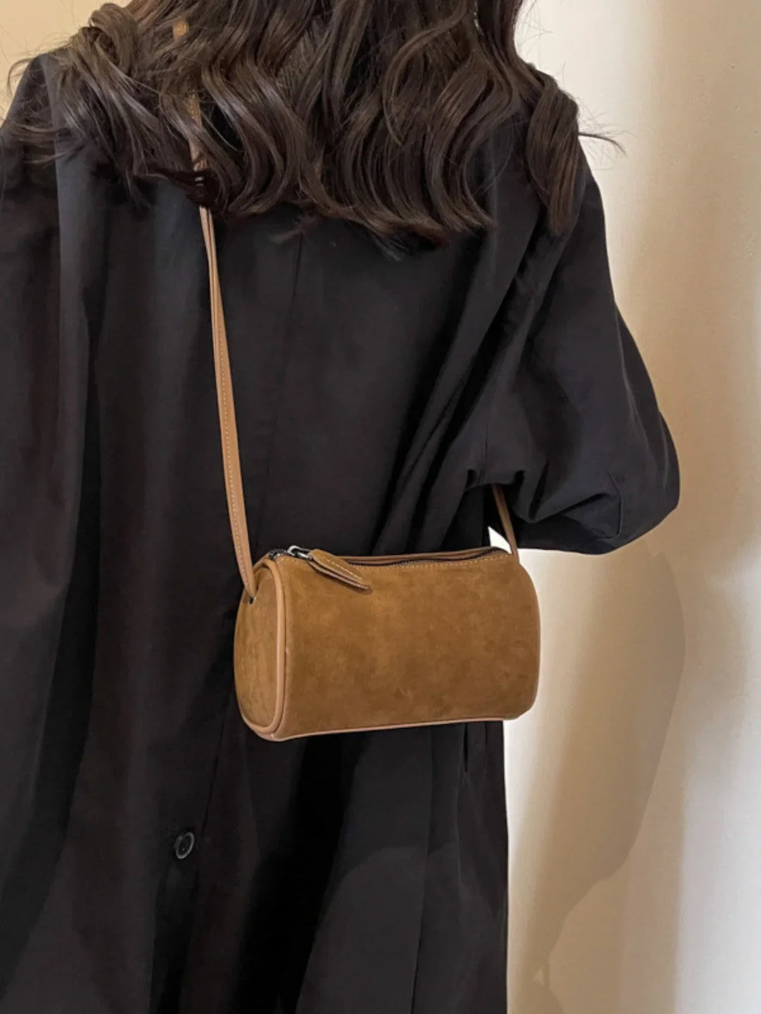 Soft Faux Suede Cylinder Bag
