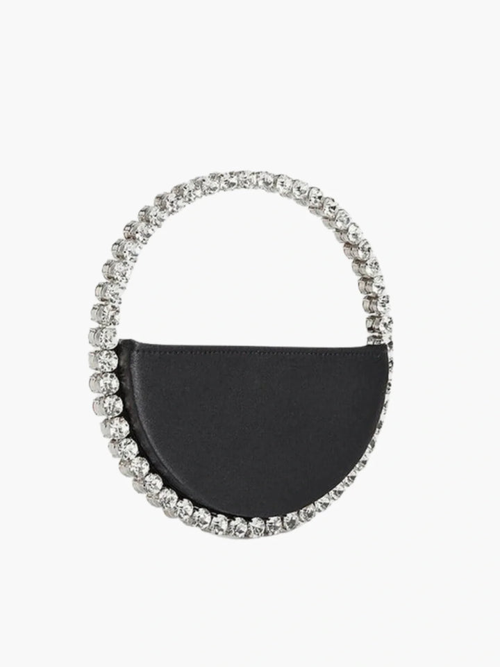 Crystal Handle Half-Moon Evening Bag