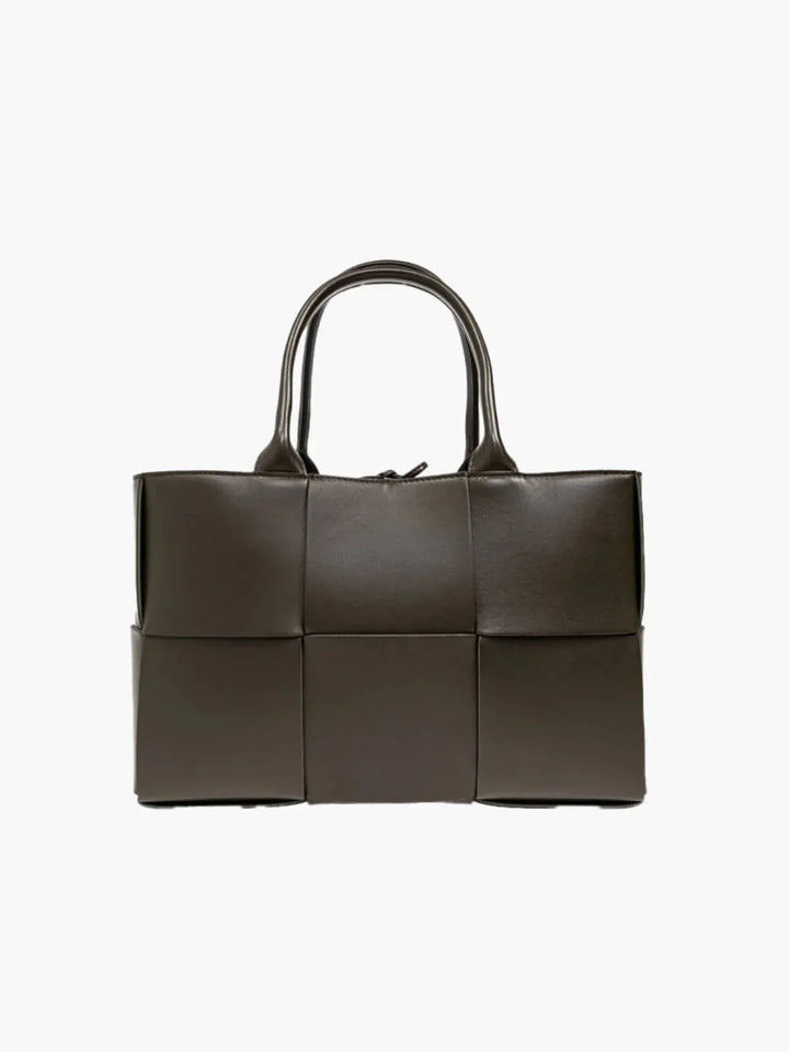 Textured Leather Tote Bag with Reinforced Stitching